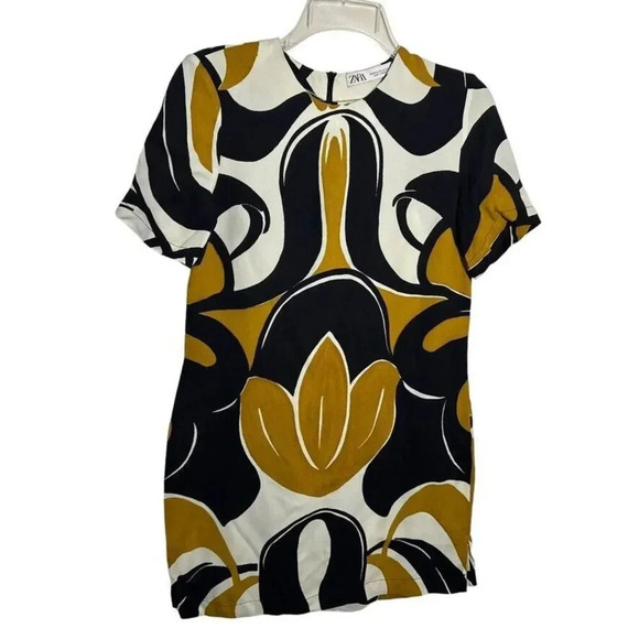 ZARA Womens Short sleeve shift dress bold print size XS - Picture 4 of 10
